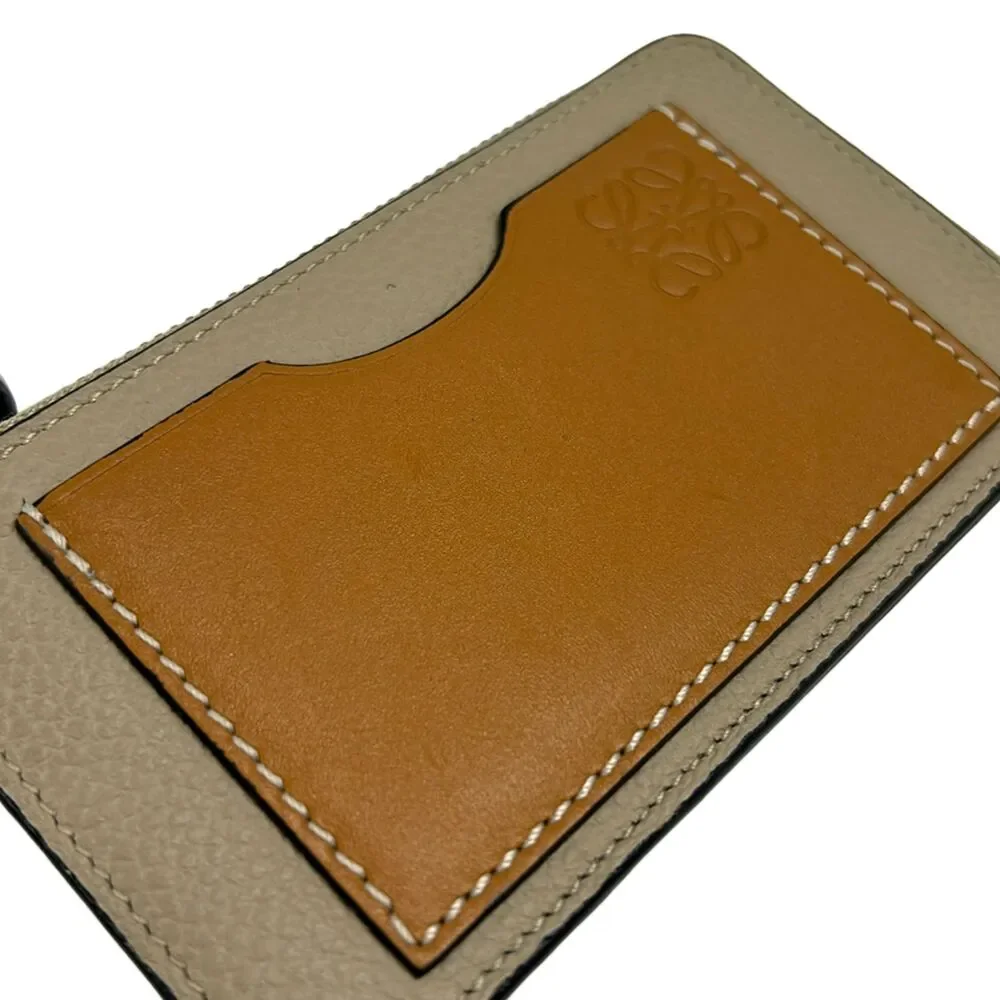 Loewe Coin Card Holder Coin Case Gray Light Brown Pink